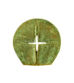 Bronzeskulptur, Mørk bronzeplade med Kors-silhuet, stående