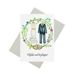 Bryllupskort m. kuvert, A6 Dobbeltkort