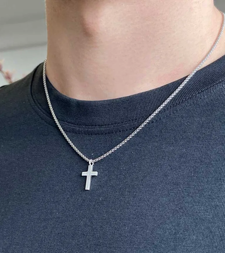 By Gabay, Herre Sølv Kors med kæde, 52 cm