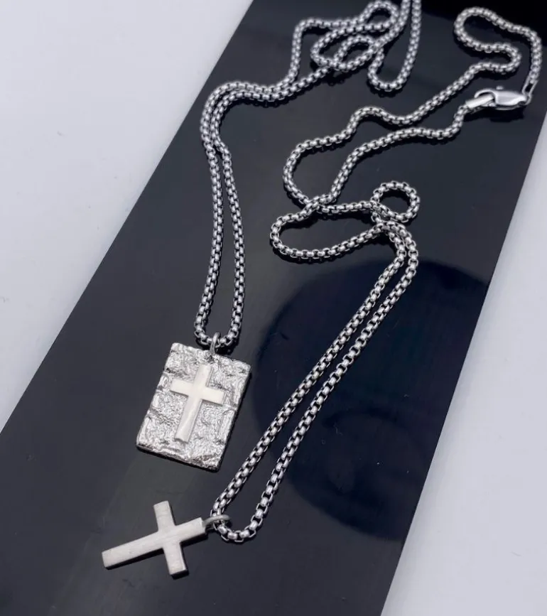 By Gabay, Herre Sølv Kors med kæde, 52 cm