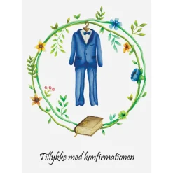 Dobbeltkort, Konfirmationskort m jakkesæt m. kuvert, A6