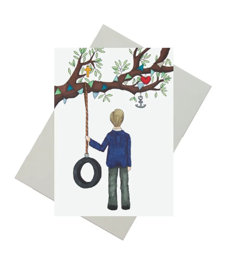 Dobbeltkort, Konfirmationskort til Dreng, m. kuvert, A6