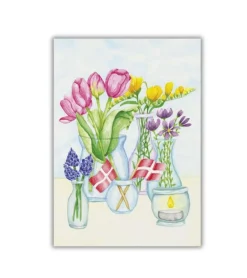 Dobbeltkort m. kuvert, Blomster i vaser, A6