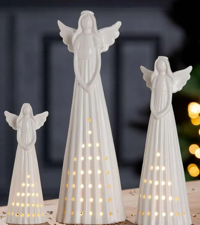 Engel med LED lys, 26 cm