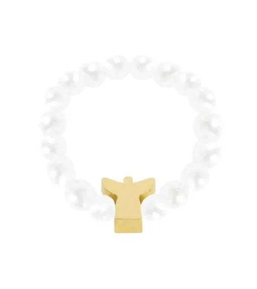 Fingerring engel og perlemor, Guld