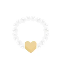 Fingerring med hjerte og perlemor, guld