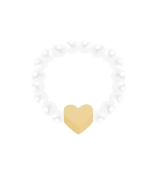 Fingerring med hjerte og perlemor, guld