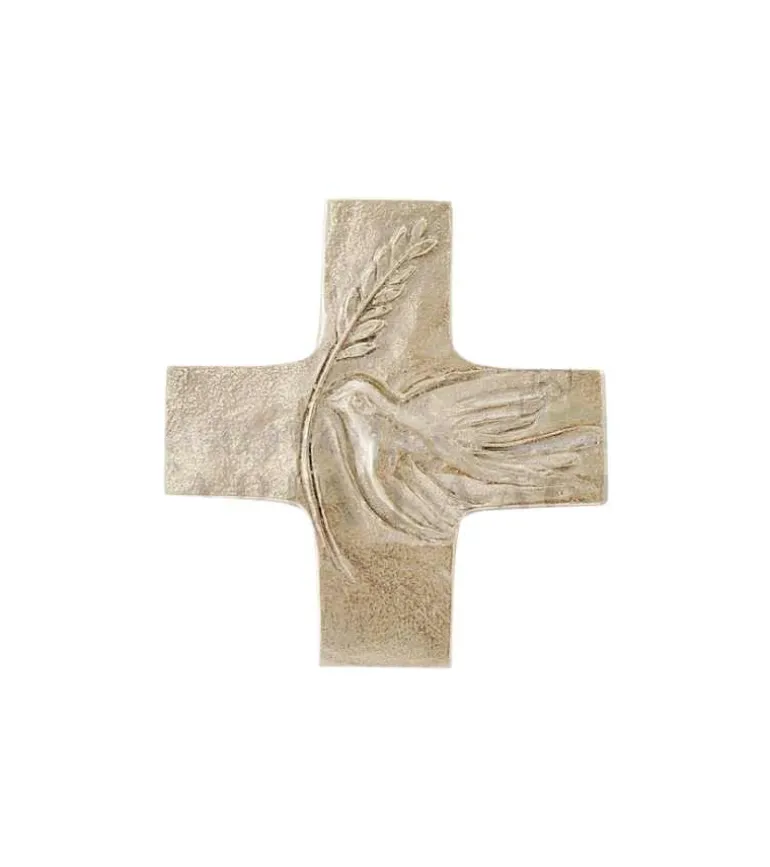 Fredens kors m. due, sølvbronze