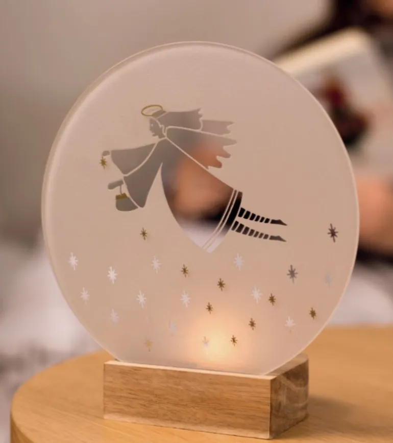 Glas Poetry fyrfadsstage med engel