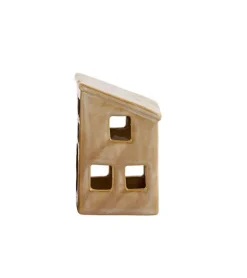 Halvt keramik hus, Beige, 12 cm