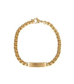 Herre-Armbånd med kors, Rustfri Stål, guld