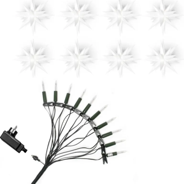 Herrnhuter Stjerne Lyskæde, Hvid, 13 cm/12 m