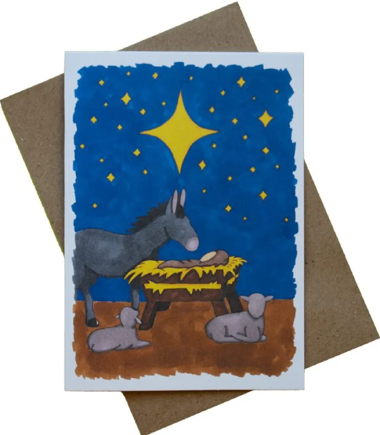 Julekort, Jesus i krybben, Dobbeltkort