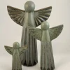 Keramik engel, mat grøn, 17cm