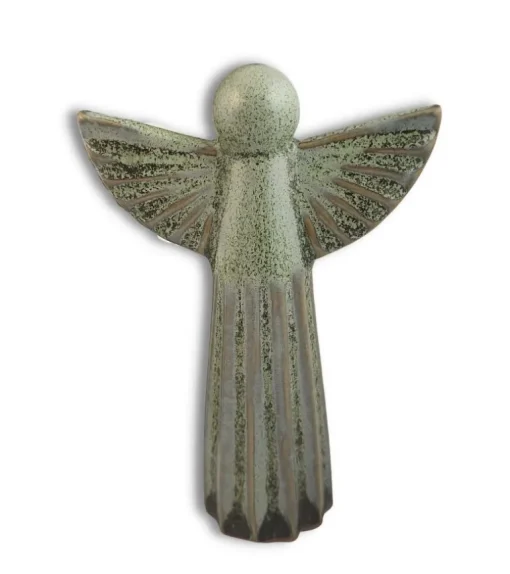 Keramik engel, mat grøn, 17cm