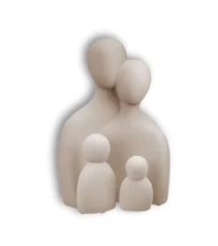 Keramikskulptur, Familie med 2 børn, Sand, Keramik