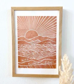 Linoleumstryk: Altid Allerede Elsket, A4 Plakat, Kobber