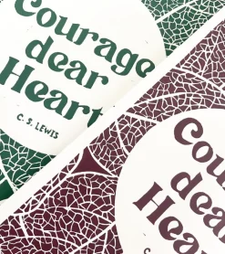 Linoleumstryk: Courage, dear Heart C.S. Lewis, A3 Plakat, Grøn