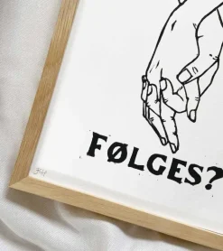 Linoleumstryk: Følges?, A4 Plakat, Sort