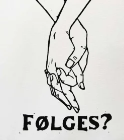 Linoleumstryk: Følges?, A4 Plakat, Sort