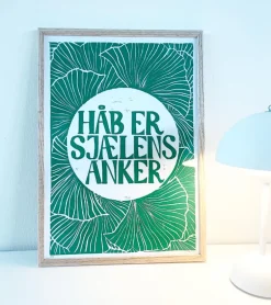 Linoleumstryk: Håb Er Sjælens Anker, A3 Plakat, Grøn