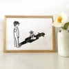 Linoleumstryk: Sorgblomst, A4 Plakat, Sort