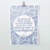 Linoleumstryk: Tro, Håb og Kærlighed, A3 Plakat, Blå