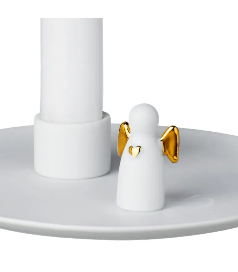 Lysestage med engel, Guld