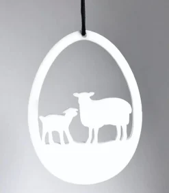 Ophæng Påskeæg med lam, hvid