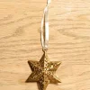 Ophæng, Stjerne guld med hulmønster, 8 cm