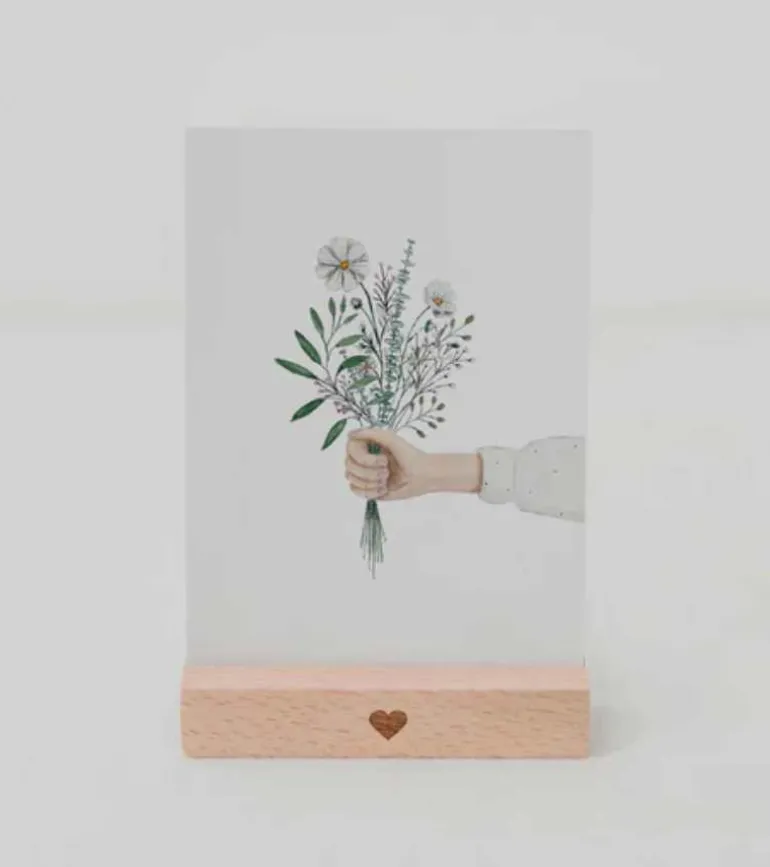 Postkort, blomsterhånd