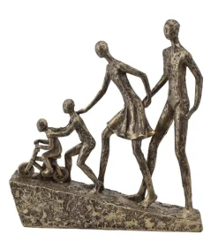 Skulptur Familie med to børn på bakke