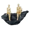Skulptur: Familie på 3, Guld og sort