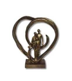 Skulptur: Familie ved Hjertet, 26 cm