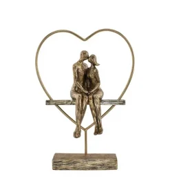 Skulptur, Par siddende i hjerte, 31 cm