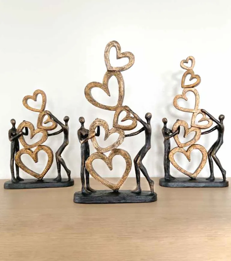 Skulptur: Vi bygger kærlighed, 4 hjerter, 31 cm