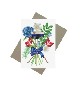 Studenterkort med blå hue, A6 Dobbeltkort