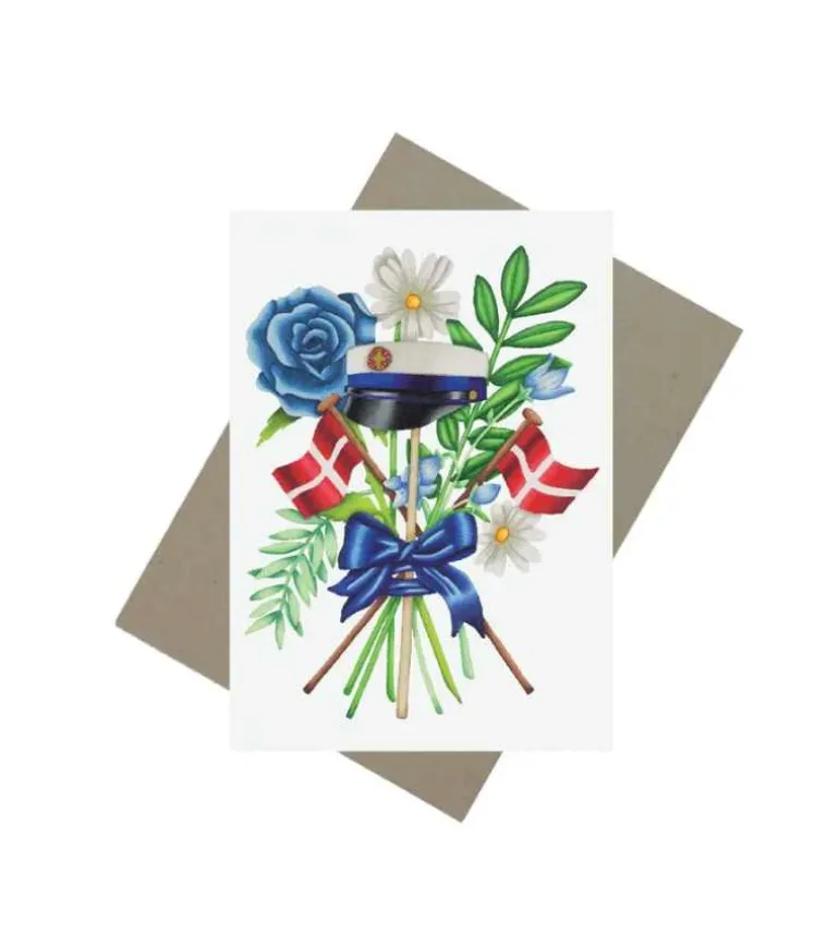 Studenterkort med blå hue, A6 Dobbeltkort