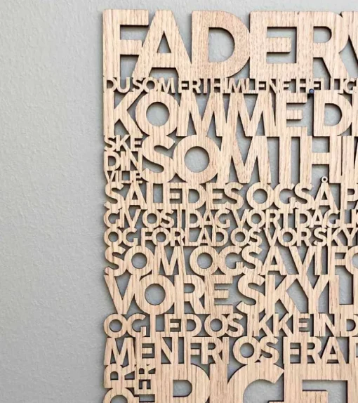 Træskilt, Bibelvers, Fadervor, EG, Stor