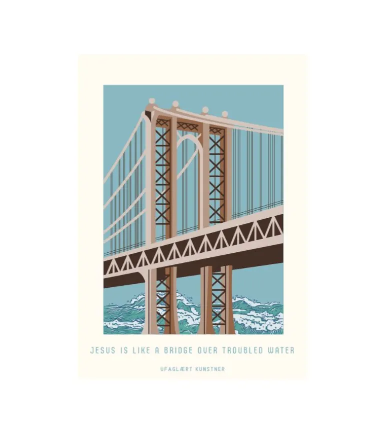 Ufaglært kunstner, bridge over troubled water, A3 Plakat