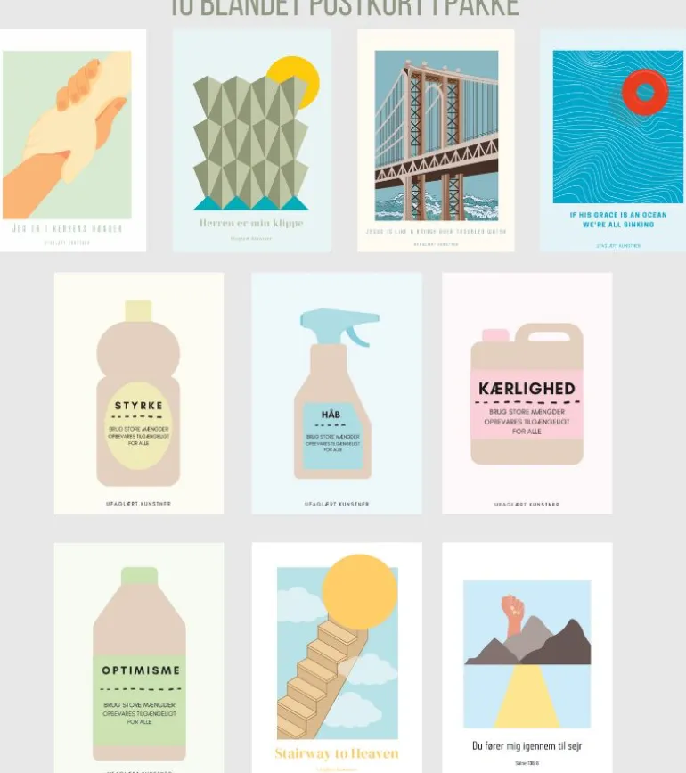 Ufaglært kunstner, Pakke med 10 forskellige Postkort
