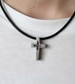 Vedhæng, Kors m. Kryds, Mat Stål